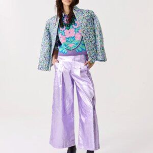 Lanhtropy metallic linen pants - size M - violet